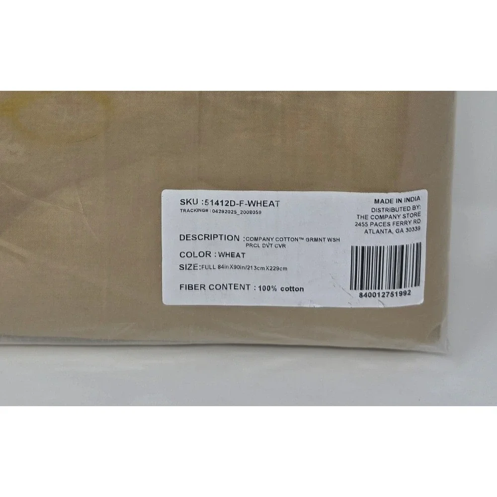 The Company Store Wheat Garment Washed Cotton Percale Full Duvet Cover 51412D-F